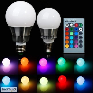 10W RGB Лампа, разноцветная лампа LED, цоколь Е27